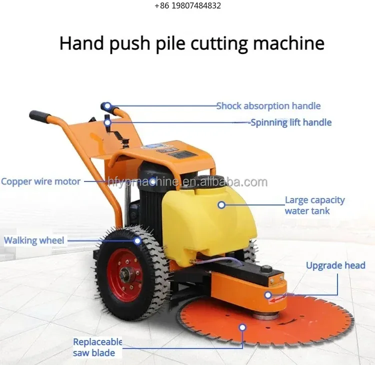 Hand Push Concrete Pile Cutter for Aliexpress, High Power Cement Pile Head Cutting, Stone Rock Industrial Grade