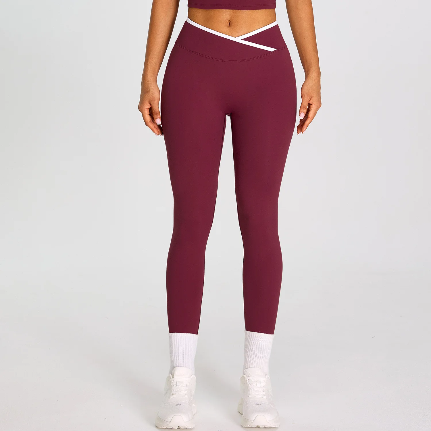 Women's High Waist V-Cross Yoga Leggings Butt Lifting Tummy Control Squat Proof Stretchy Workout Gym Running and Fitness Pants