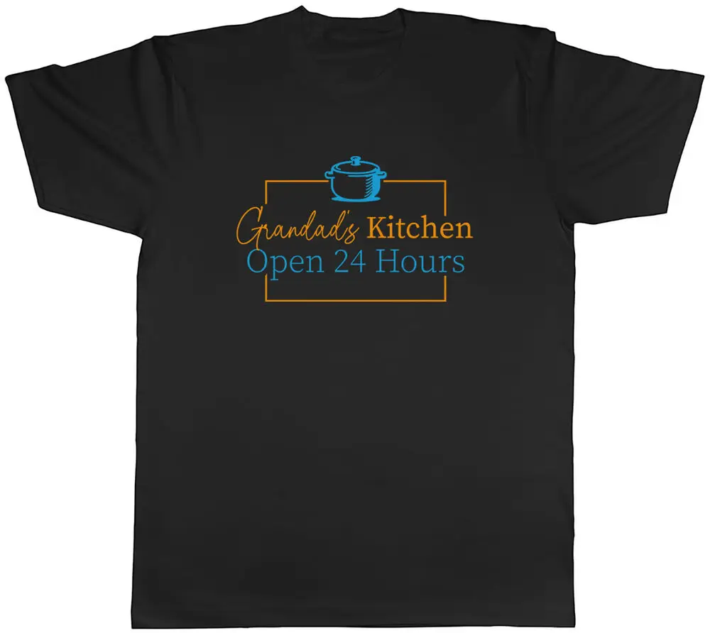 Grandad's Kitchen Mens T-Shirt Open 24 Hours Cooking Baking Tee Gift Anime Graphic T-shirts For Men