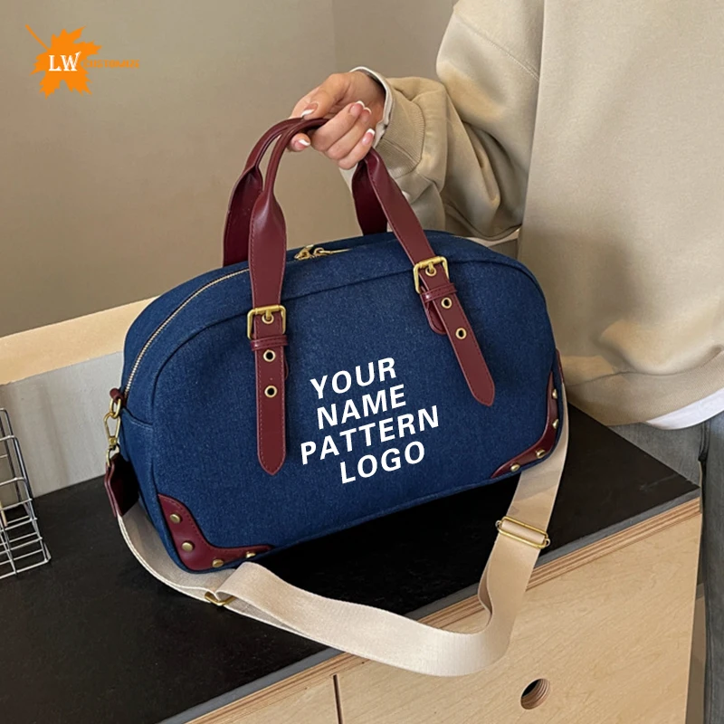 Custom Travel Bag Logo Image Leisure Weekender Bags Unisex Dropshipping Compartment Sports Gym Bag DIY