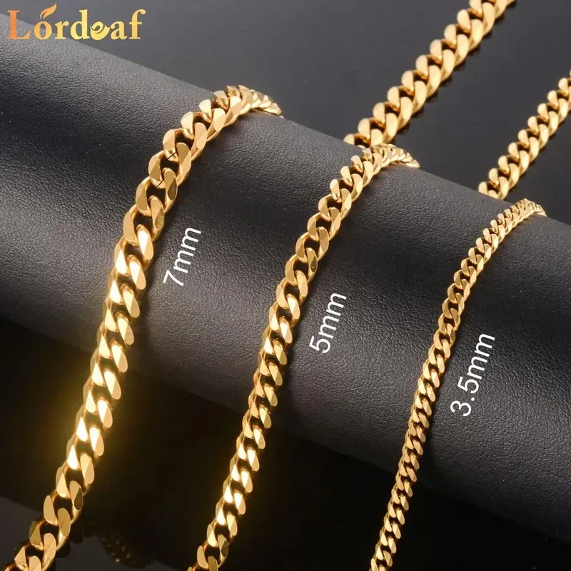 3.5/5/6/7/8mm hot sale stainless steel gold plated necklace Cuban chain necklace for men and women party jewelry accessories