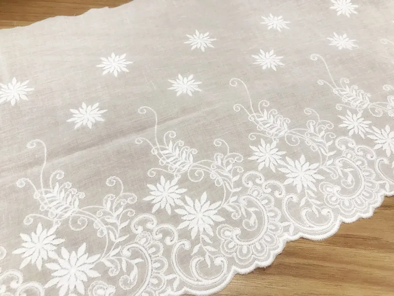 Panno di cotone traforato in pizzo, panno da ricamo, squisito, bianco sporco, accessori per abbigliamento fai da te, larghezza tende 26cm, 5
