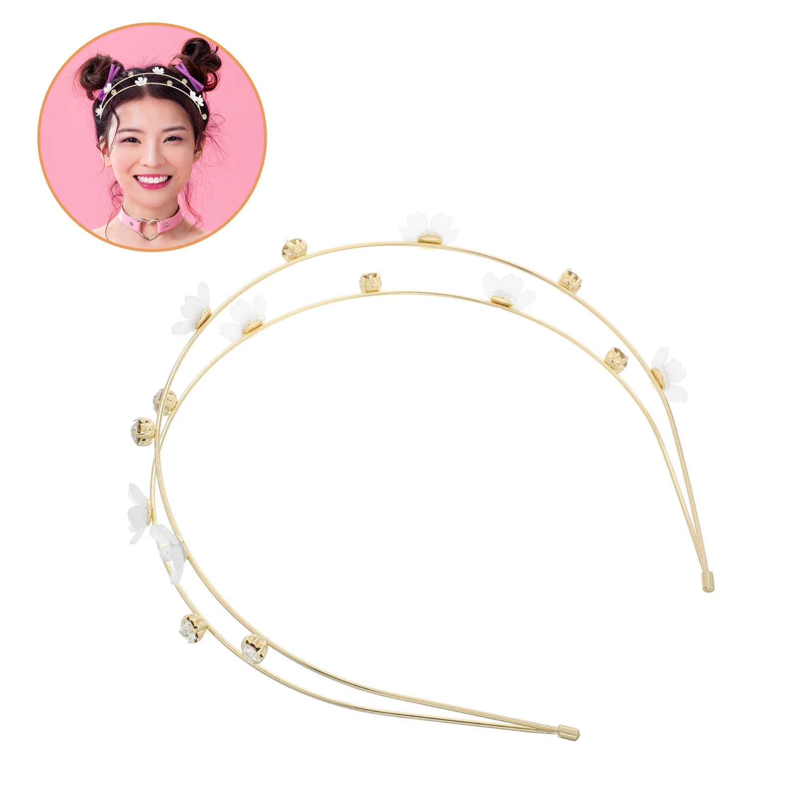 

Flower Headband For Women Metal Hairband Sweet Floral Design Lightweight Fashion Accessory Festival Wedding Party Cosplay