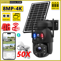 4K Dual Screen WiFi PTZ Security Protection Solar Camera 8MP 50X Optical Zoom Outdoor Surveillance Wireless 4G SIM CCTV IP Cam