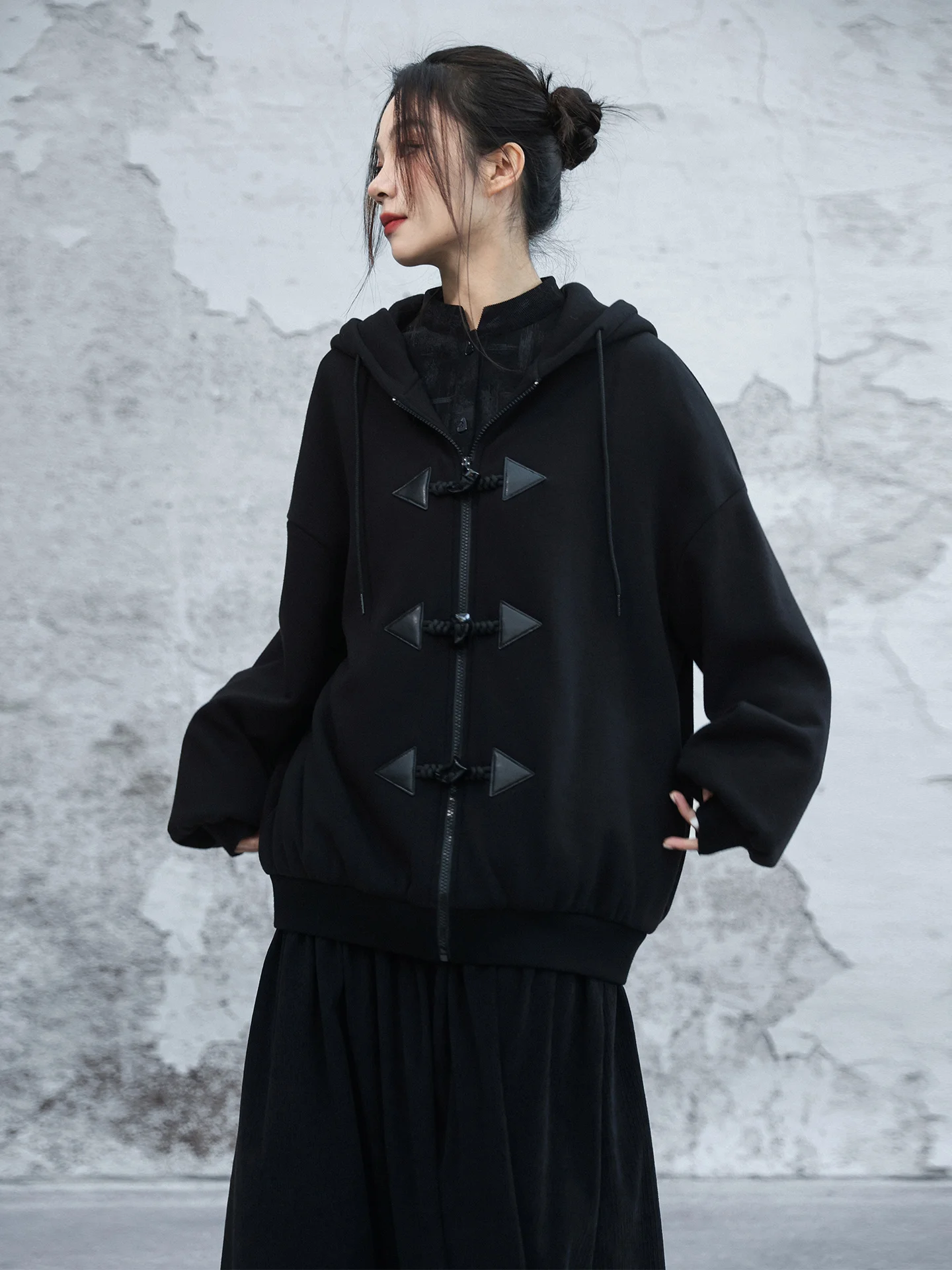 

Women's Fce Lined Hoodie Loose Fit oulder Drop Long Sve Thermal Outerwear Bla Casual Sle New Arrival Winter Coat