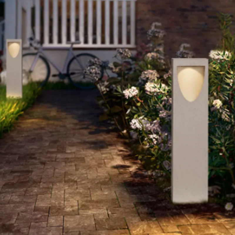 Lawn Lamp Outdoor Waterproof Courtyard Lamp Indoor And Outdoor Minimalist Cement Lamp Terrazzo Column Head Lamp Courtyard Street