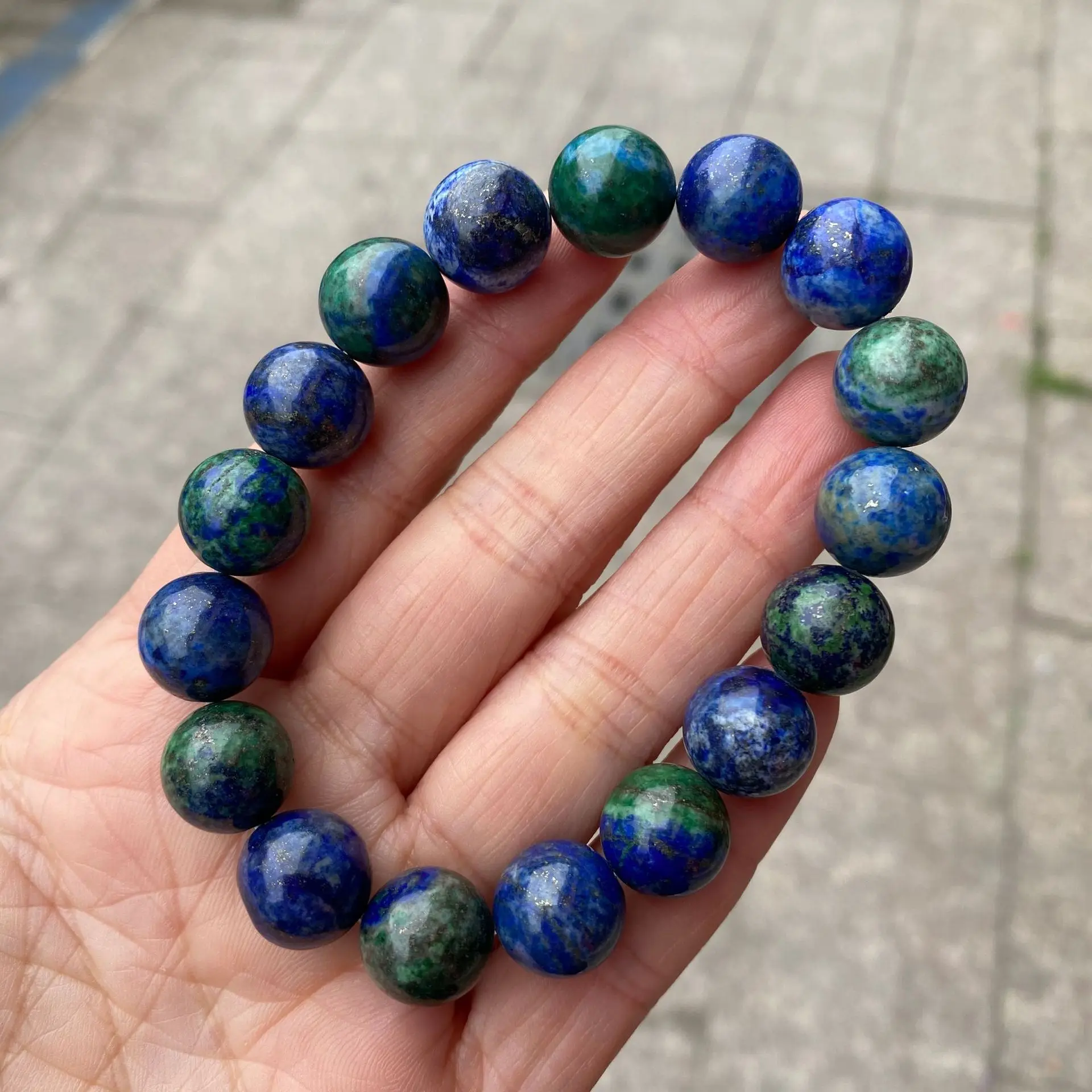 Azurite Natural Stone Bead Bracelet For Men Women Blue Malachite Energy Crystal Aura Healing Yoga Elastic Couple Jewelry