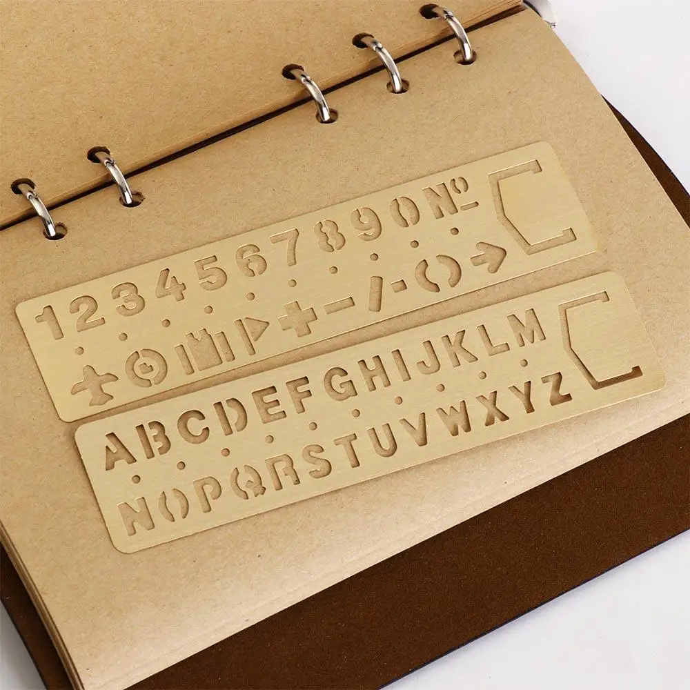 Stationery Brass Ruler Bookmark Letters Hollow Number Letter Bookmark Straight Ruler Template Metal Bookmark Reading
