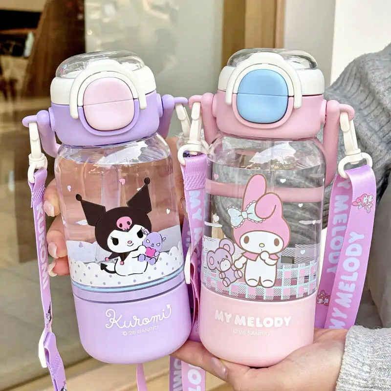 

Бутылка для воды Sanrio My Melody 590 мл, большая емкость, милая, портативная, для школьников, с трубочкой, подарок для девочки, новинка Y2K