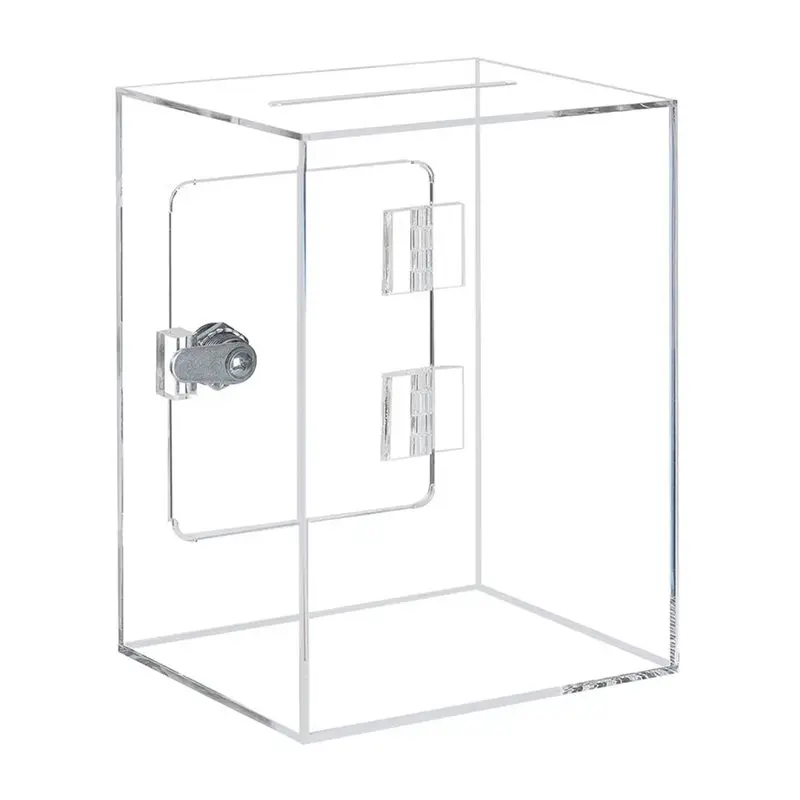 A27F-3X Acrylic Donation Ballot Box- Tip Jar For Money With Lock Key Suggestion Box Comment Box Vote Box