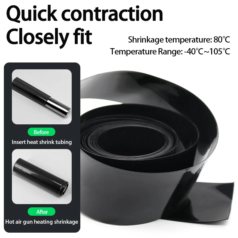 3m PVC Width 23mm ~300mm Heat Shrink Tube 18650/21700 Lipo Battery Pack Insulated Film Wrap Lithium Case Protection Cable Sleeve
