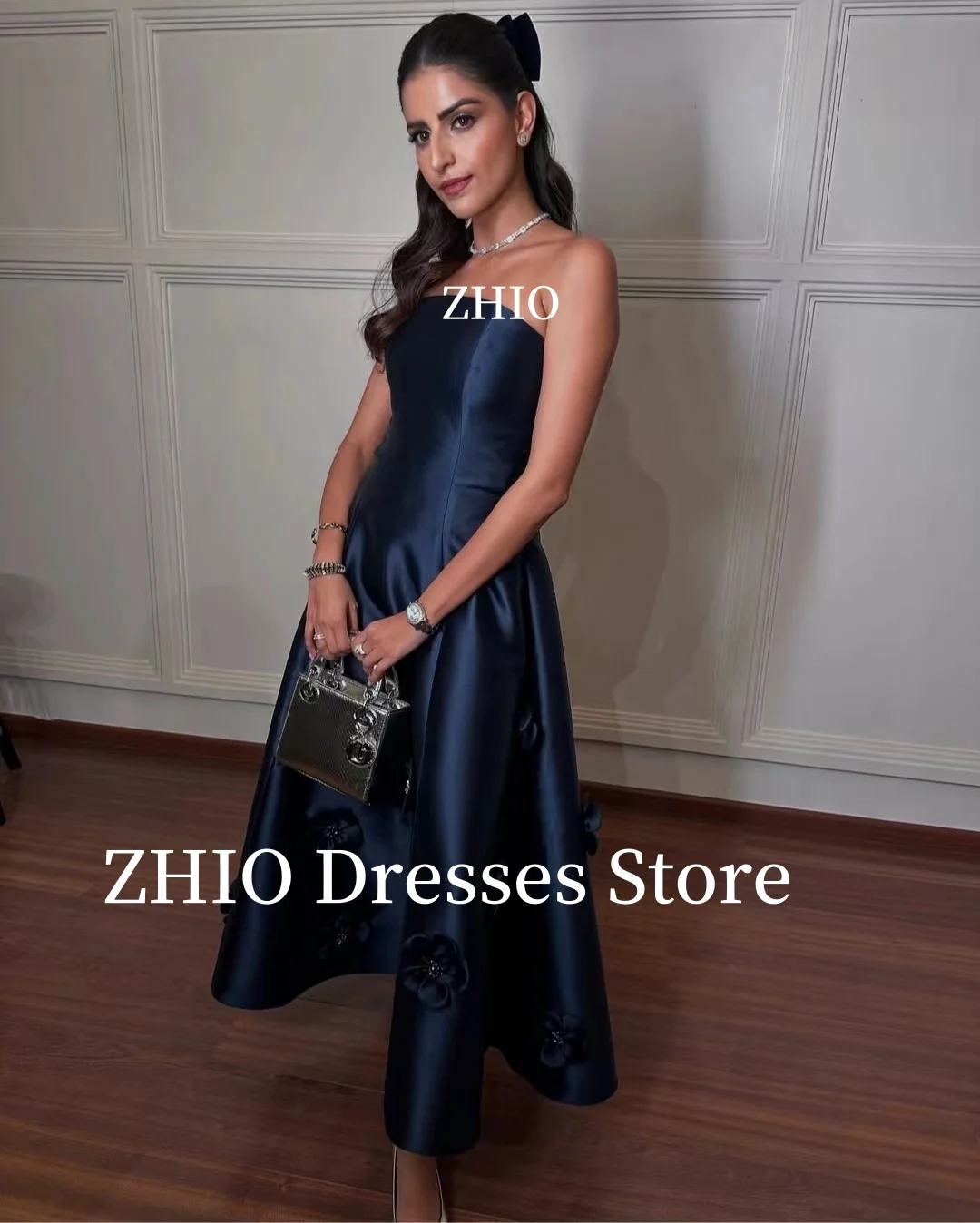 ZHIO Handmade Applique Evening Dresses A-Line Floor Length Formal Saudi Arabic Occasion Dress Party Gowns Customized Elegant