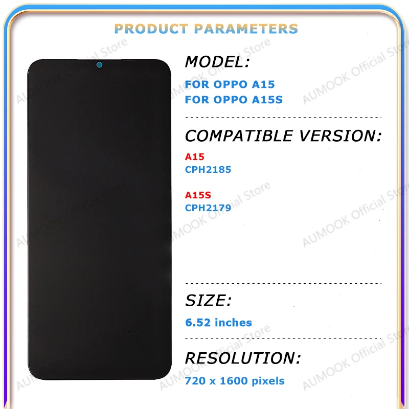 6.52" IPS For OPPO A15 A15s LCD Display Touch Screen Digitizer Assembly Panel CPH2185 CPH2179 LCD Replacement Replace Parts image 2
