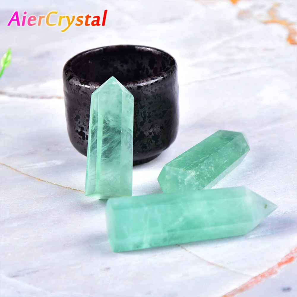 Natural Fluorite Crystal Healing Stone Green Quartz Living Room Decoration Reiki Polished Obelisk Carving Process 40-80mm Gift