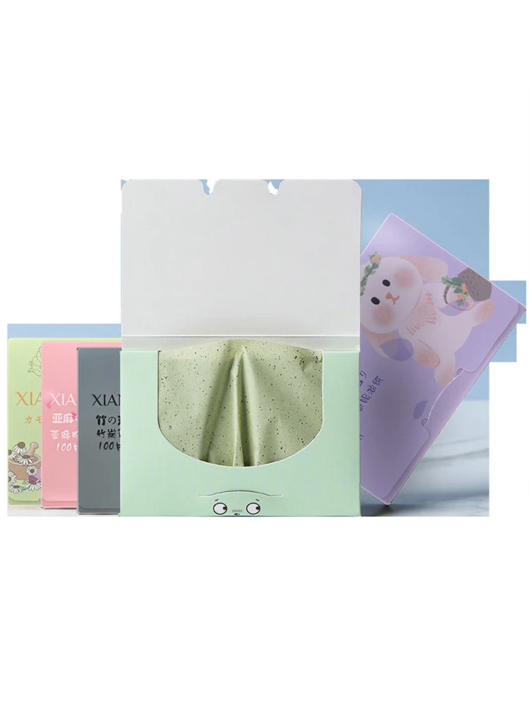 Lingettes nettoyantes portables pour le visage, papier buveur d'huile, tapis de nettoyage pour le visage, contrôle de l'huile, absorbant l'huile, outils de livres pour le visage, nouveau, 100 pièces