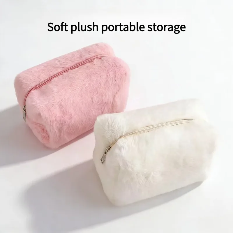 High Beauty and High-End Plush Storage Bag for Girls' Daily Portable Large Capacity Makeup Bag