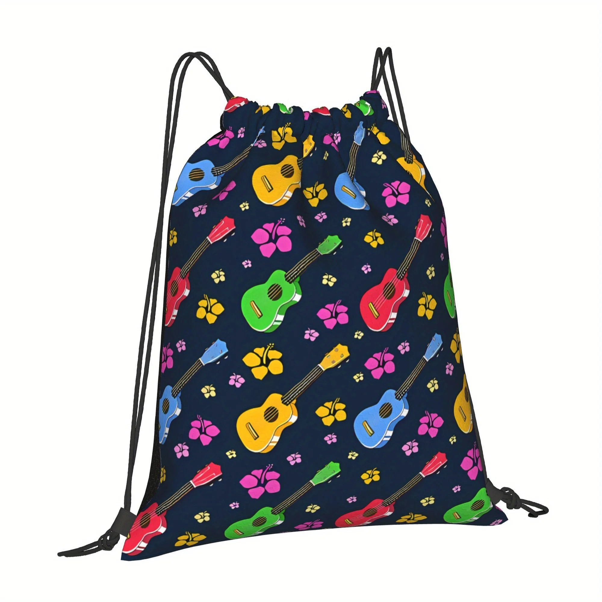 Music Element Drawstring Backpack, Lightweight & Durable Travel-Friendly, Universal Storage Bag for Casual Outdoor Use