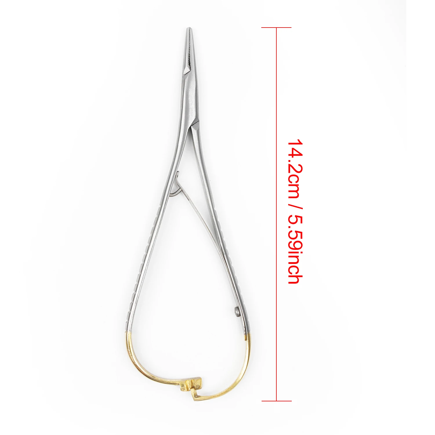 Pinzas Porta Agujas  Cabeza Recta  Odontología, Mango Curvo Chapado en Oro, Acero Inoxidable, Alicates Ortodónticos, Instrumento