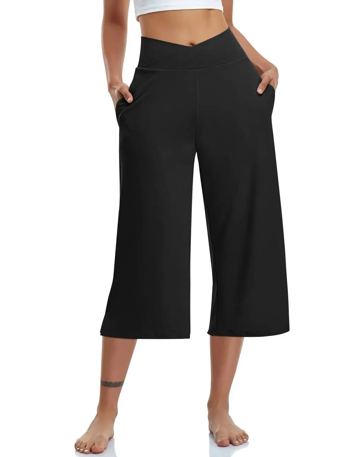 

Spring Summer 2024 Women's High Waist Elastic 34 Pant Sol Formal Trousers Comfortable Fit Profional Office Wear