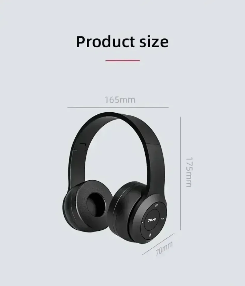 Faltbare Bluetooth-Kopfhörer, kabellose Overhead-Ohrhörer mit Mikrofon und Lautstärkeregelung für Smartphones, Gaming-Headset – Detail 10