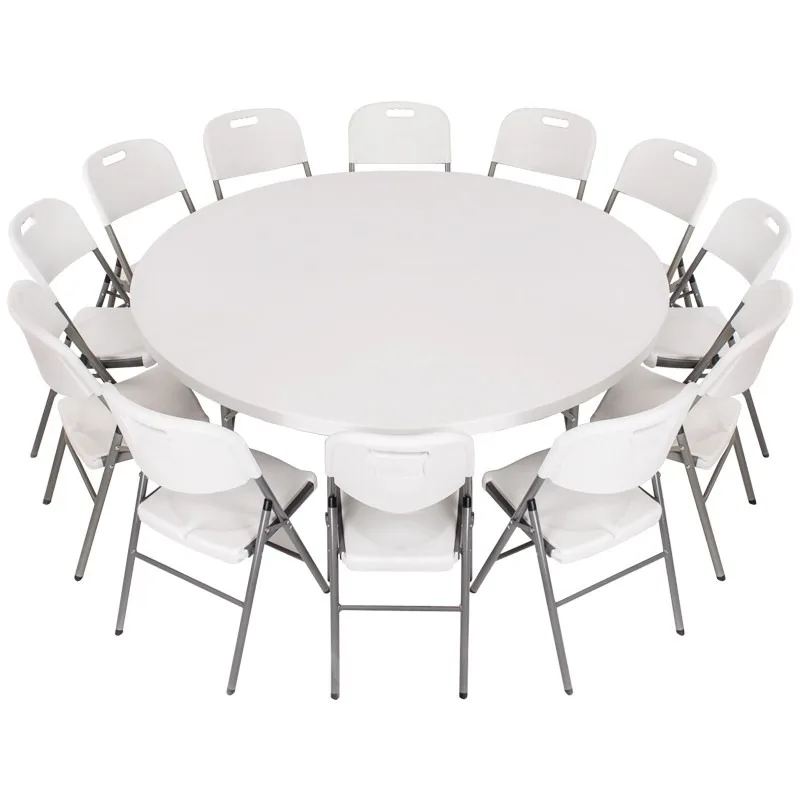 White Plastic Folding Round Table Foldable Dining Table Portable Banquet Wedding Event Party Table For Indoor