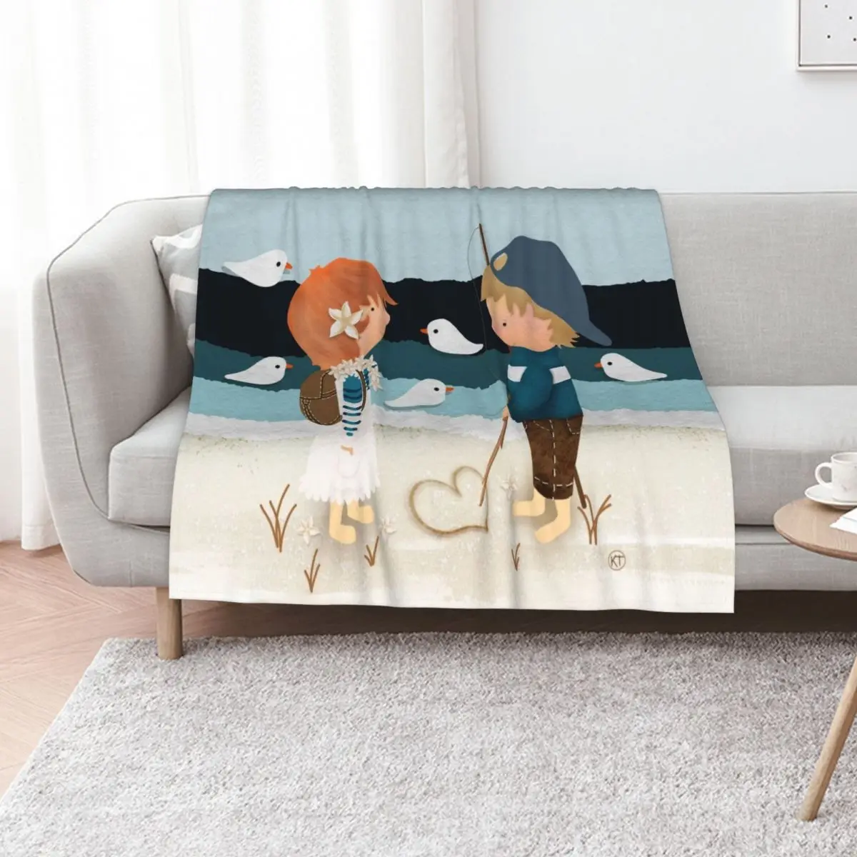 Love Heart in the Sand Throw Blanket Sofas Extra Large Throw Hairy Fashion Sofas Sofa Throw For Decorative Sofa Blankets