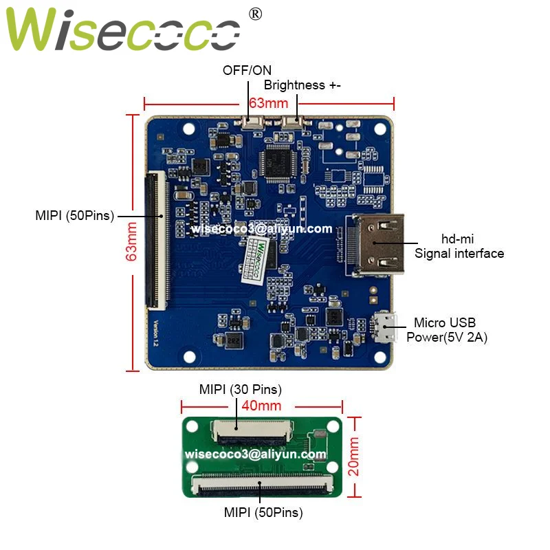 Wisecoco 4 Zoll 720x720 LCD Display 1:1 Quadratischen Display Laptop Smart Home Raspberry Pi Display MIPI Fahrer Bord