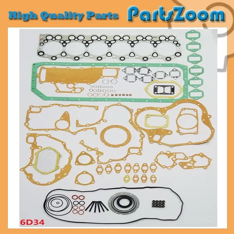 

For Mitsubishi 6D34 6D34T Overhaul Gasket Kit With Head Gasket ME997397 for Kato HD820 Kobelco SK230-8E Excavators
