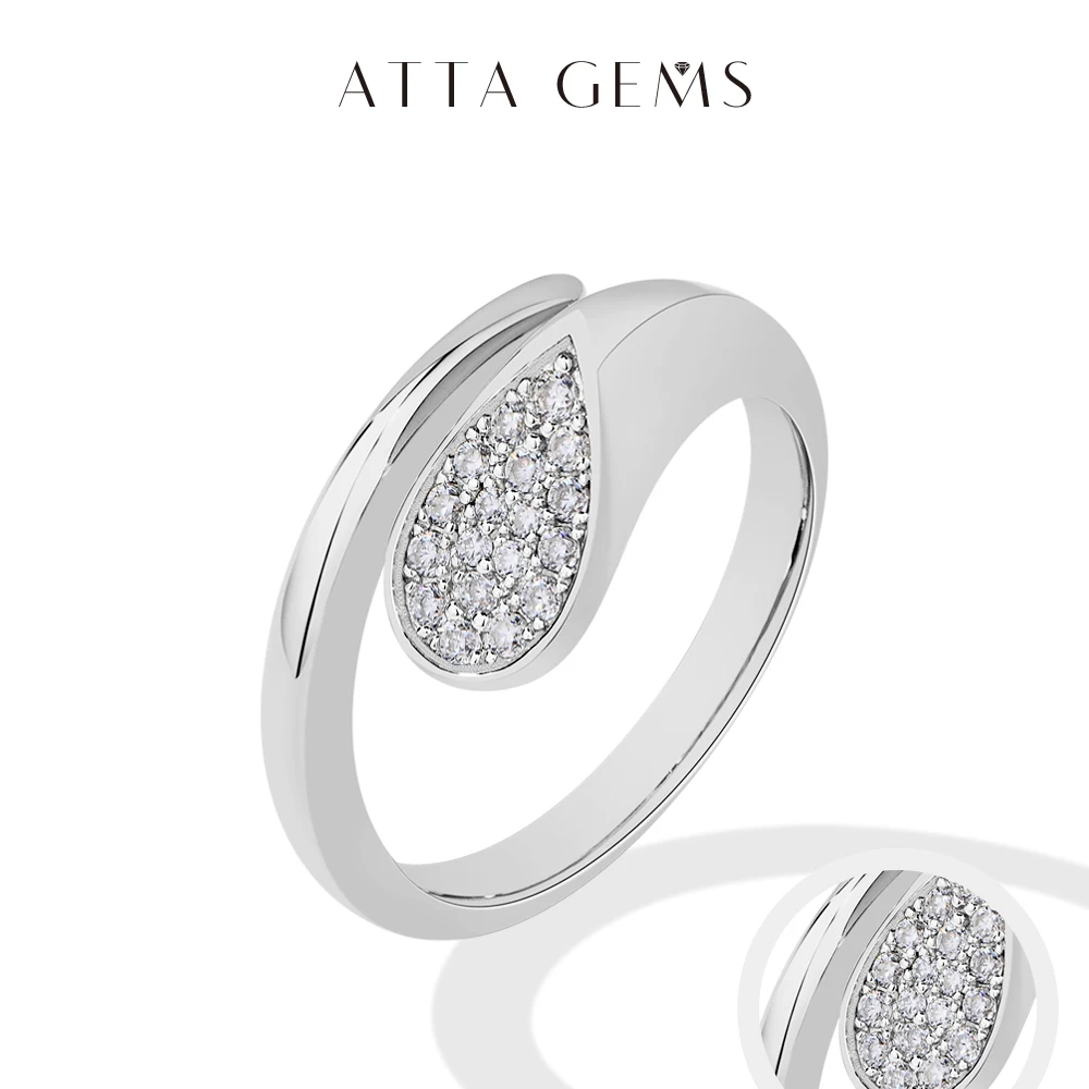 

ATTAGEMS New Retro Simple Adjustable Moissanite Ring for Women DVVS1 S925 Sterling Silver Engagement Birthday Party Jewelry Gift