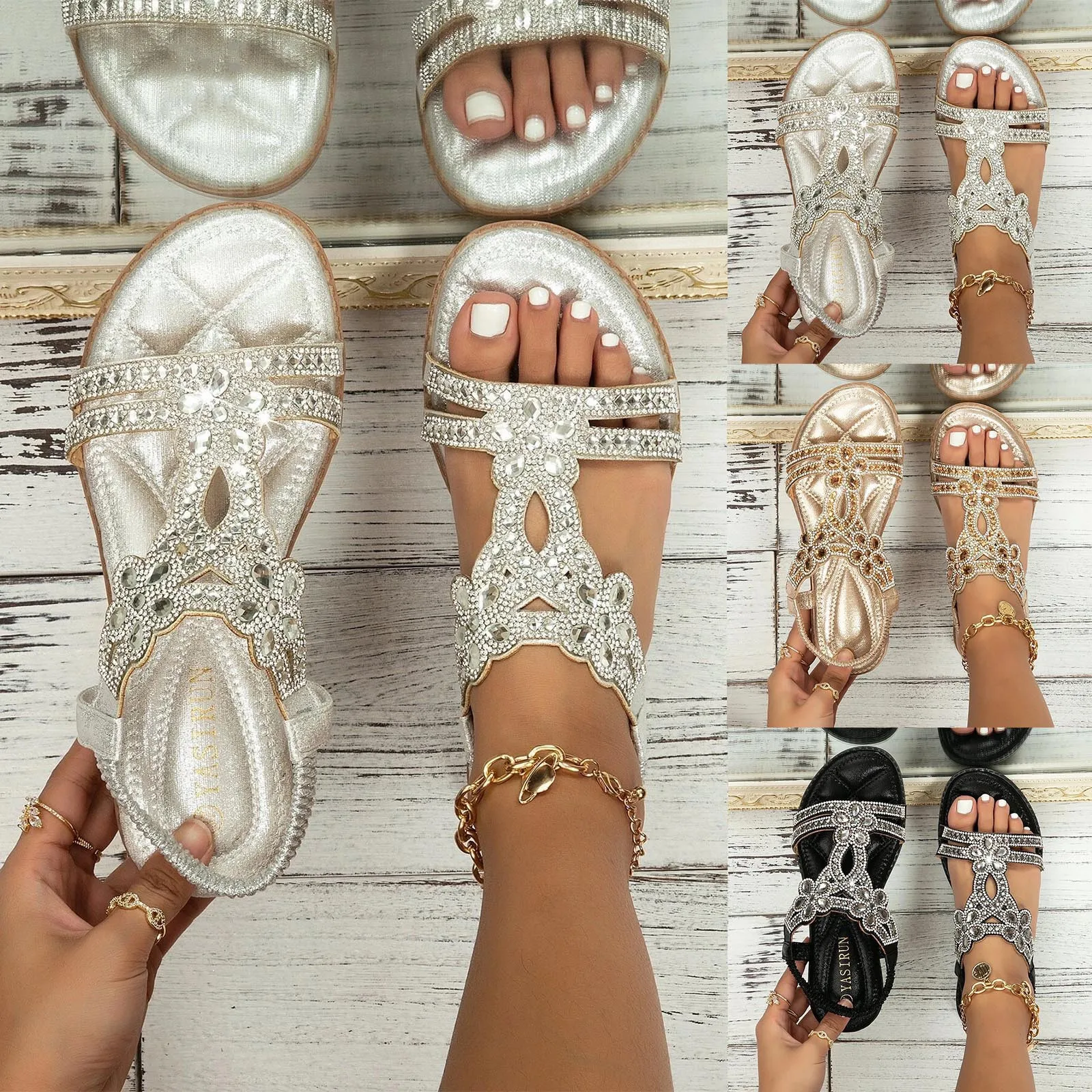 Crystal Wedge Gladiator Summer Sandals 4