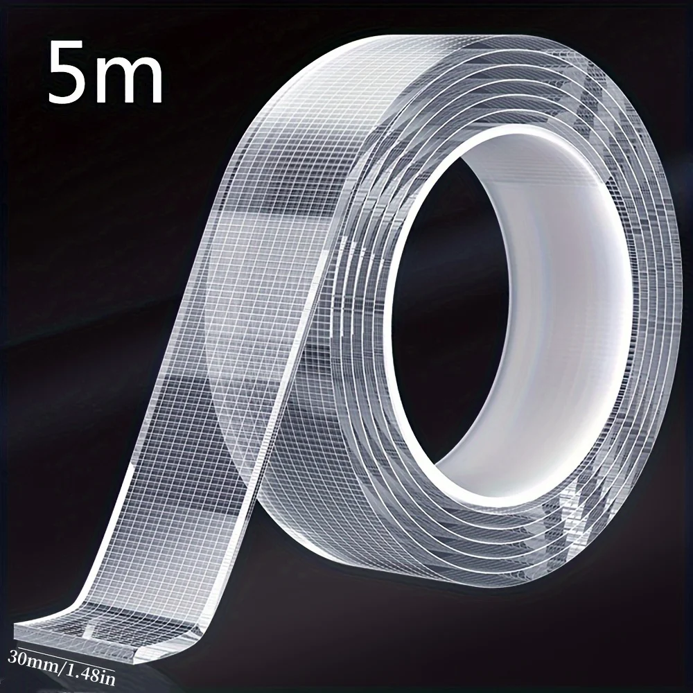 5m Ultra-Strong Nano Double-Sided Adhesive Tape - Clear, Removable & Waterproof - Heavy-Duty, Extra Sticky Strip for Endless Use