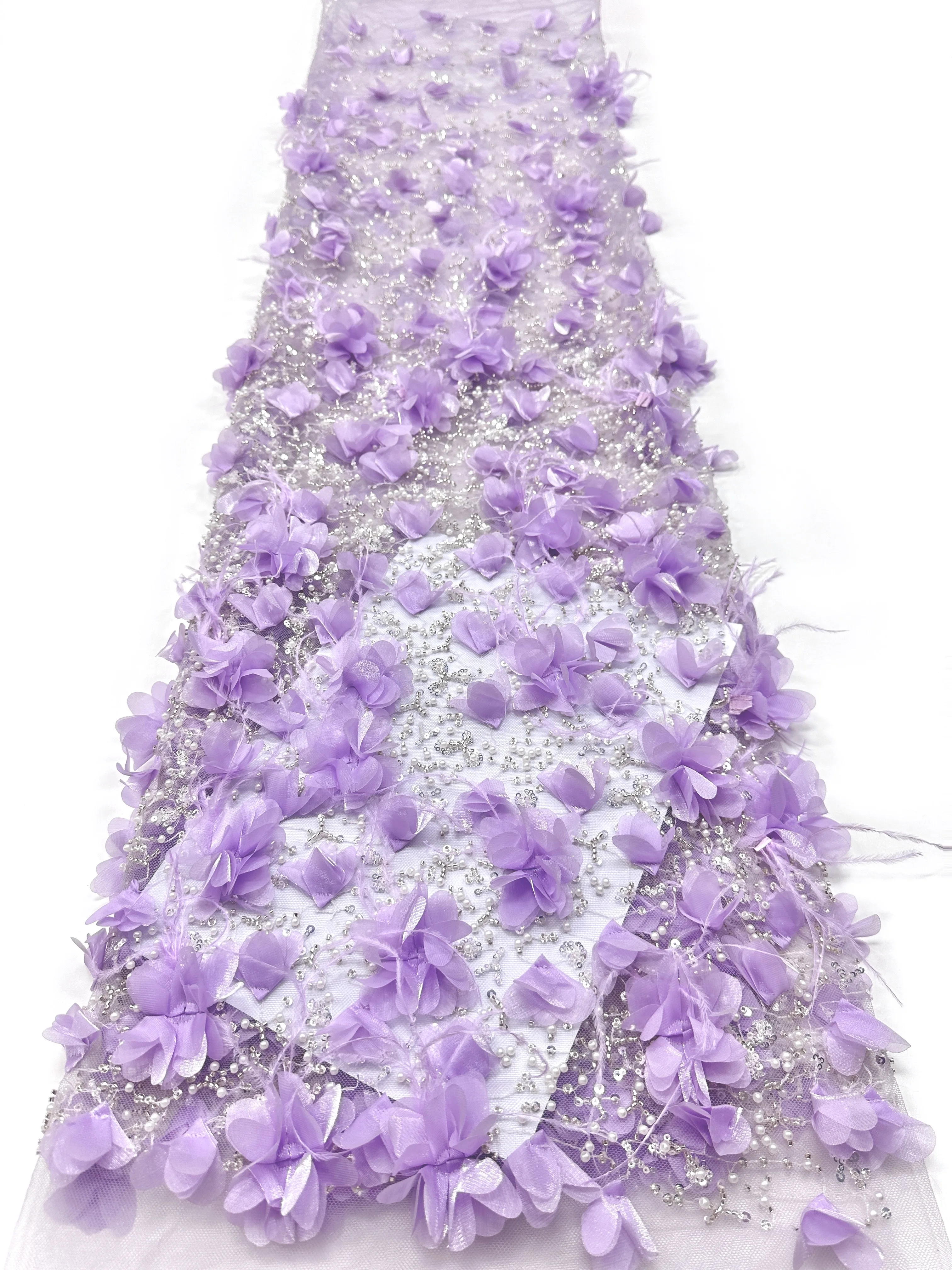 

Handmade 3D Beaded Lace Fabric, French Net Lace Fabric, Flower Embroidery Beads, Wedding Sewing, Latest, ST100130, 2026