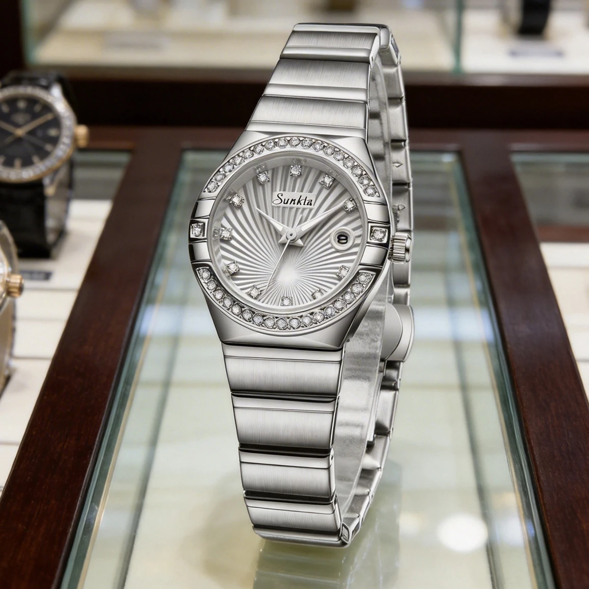 

LIGE Sunkta Watches for Woman Diamond Luxury Stainless Steel Woaman Watch Fashion Ladies Elegant Waterproof Luminous Date Clocks