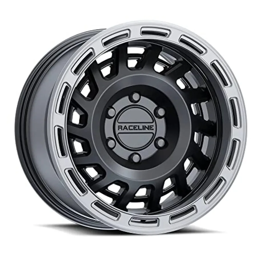 

Aluminum Truck Wheels 957BS HALO Satin Black with Silver Ring 17X8.5 6X120 Bolt Pattern 0mm Offset Multi-Spoke Design SUV Autom