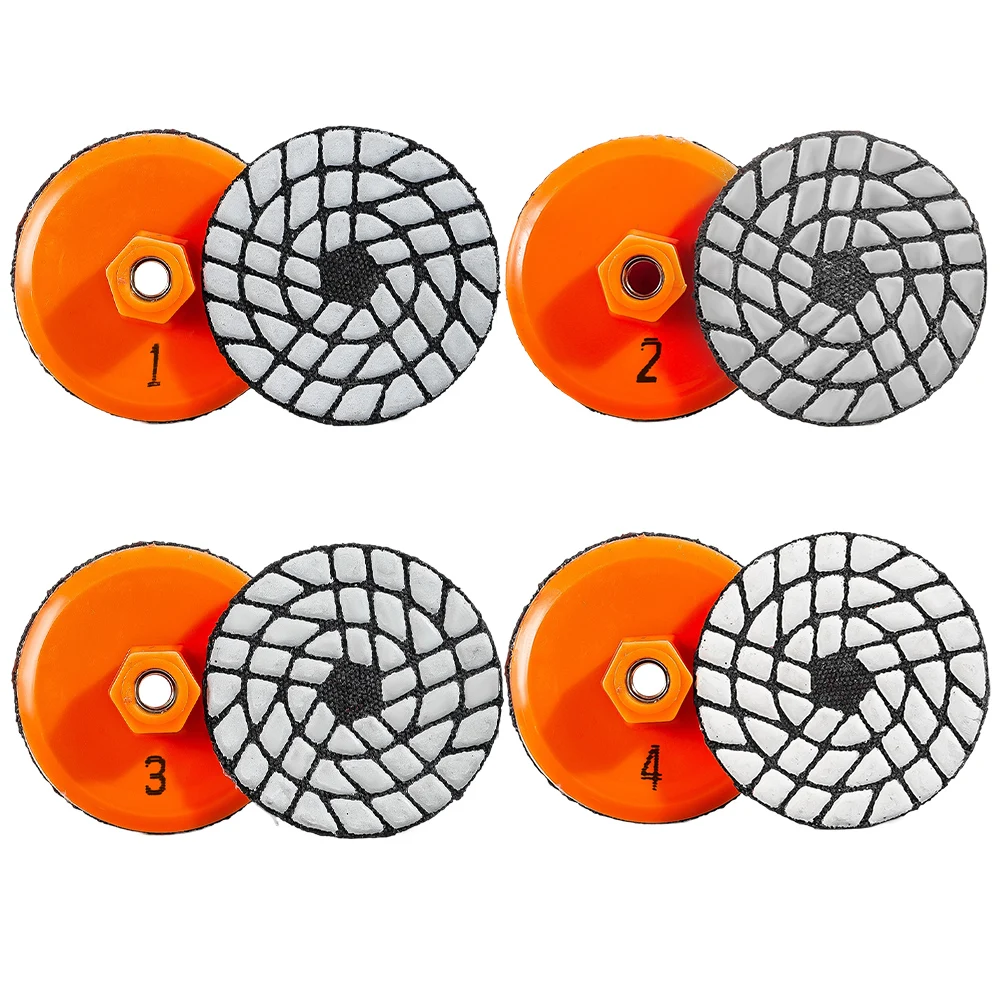 

80mm 4 Steps Dry Polishing Pad Grinding Disc Thickened Integrated Diamond- Polishing Pads For Granite Marble Grinding Disc