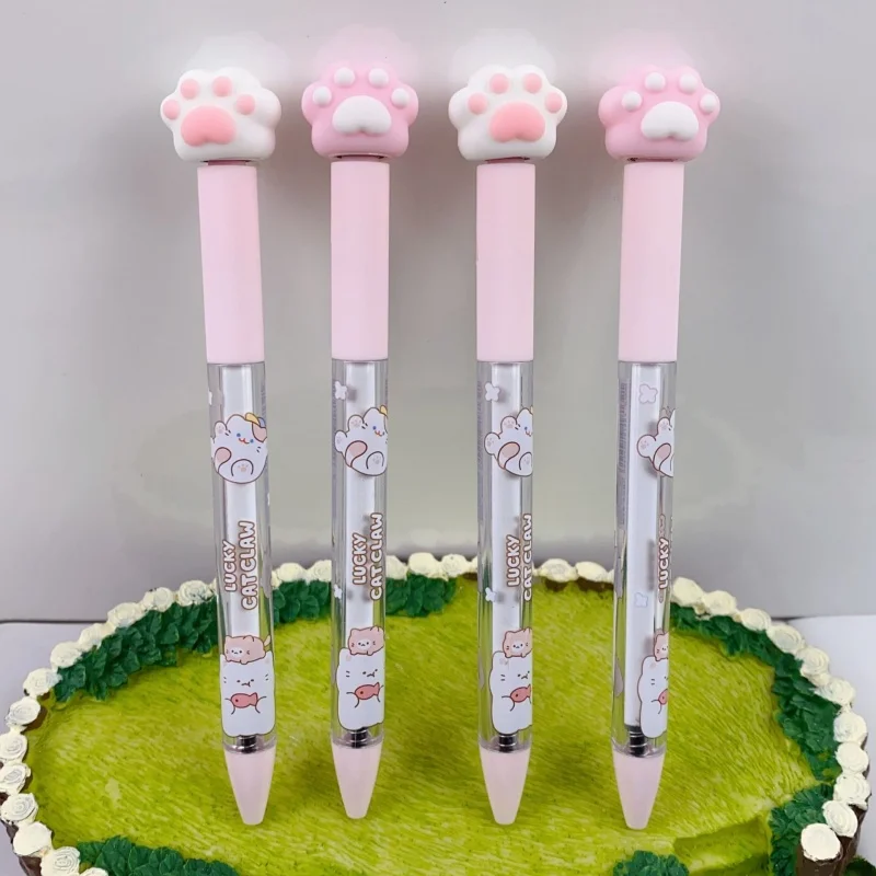 36pcs/lot Kawaii Cat Paw Rotatable Gel Pen Cute 0.5mm Neutral Pen School writing Supplies Promotional Gift