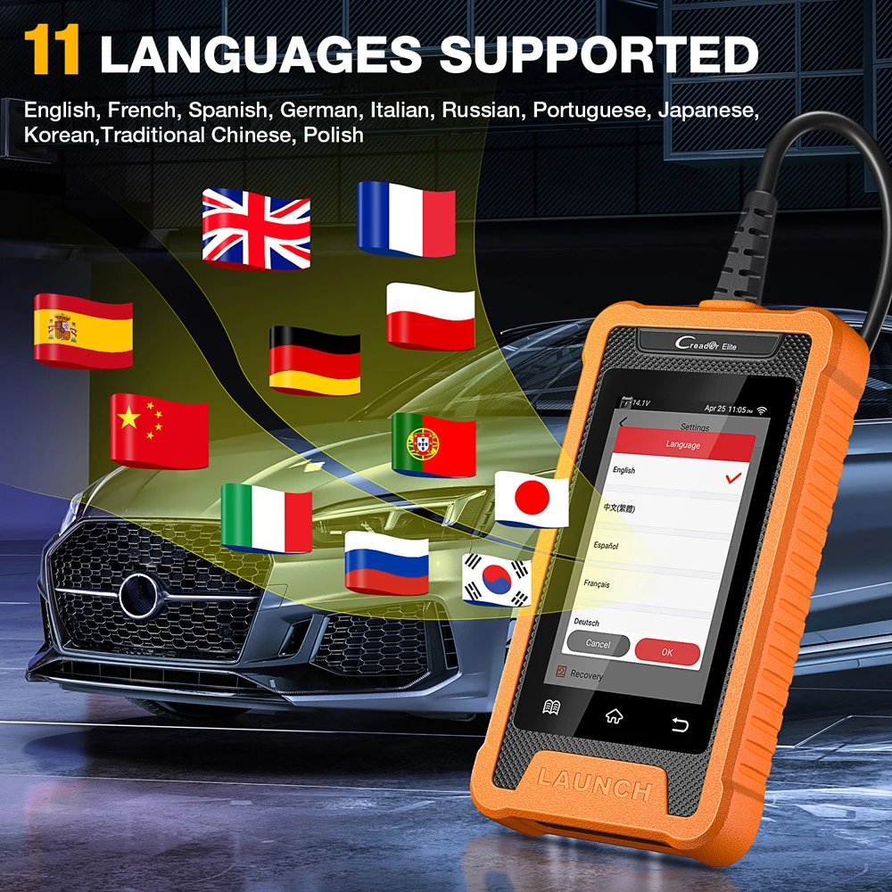 LAUNCH X431 Elite Car Full System Diagnostic Tools Auto OBD OBD2 Scanner Active Test ECU Coding Multilingual Free Update Online