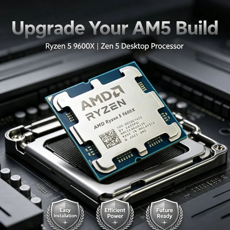 AMD Ryzen5 9600X Socket AM5 Processor 6‑Core 12‑Thread 5.4GHz 32MB L3 65W 4NM Support DDR5 Without Cooler
