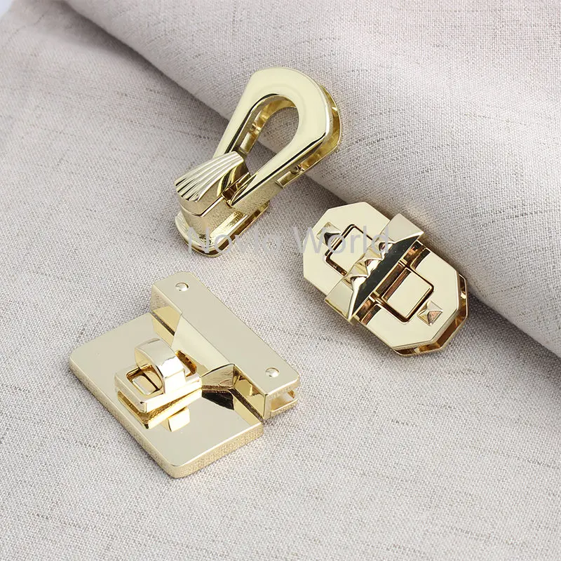 5-10Sets Light Gold Metal Magnetic Button Locks For DIY Leather Bags Handbag Purse Closure Buckle Turn Lock Hardware Accessories