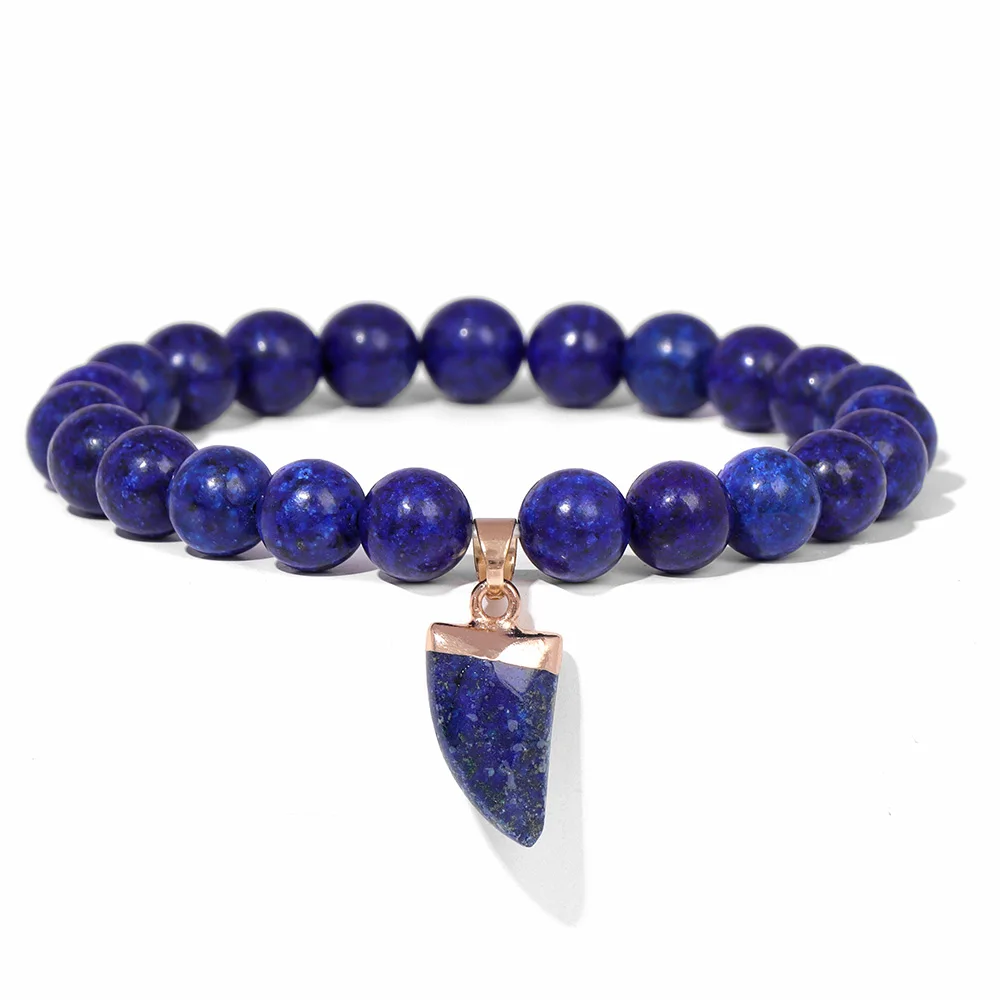 Bracelet à breloques en pierre naturelle pour hommes et femmes, aventurine verte, couteau, ystes d'atterrissage, Lapis Lazuli, onyx noir, bracelets perlés, bijoux