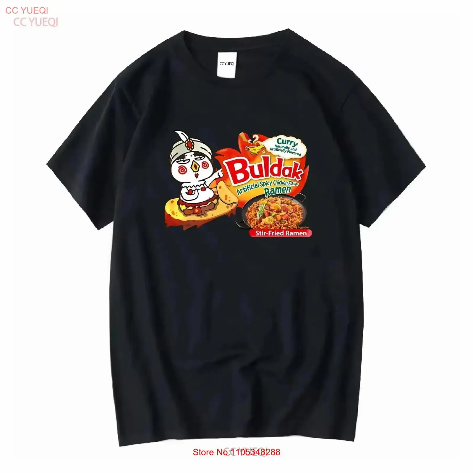 Camiseta Buldak Spicy Curry Ramen para amantes de la comida, fideos japoneses, estilo vintage lavado, moda masculina, gráfico vintage, casual