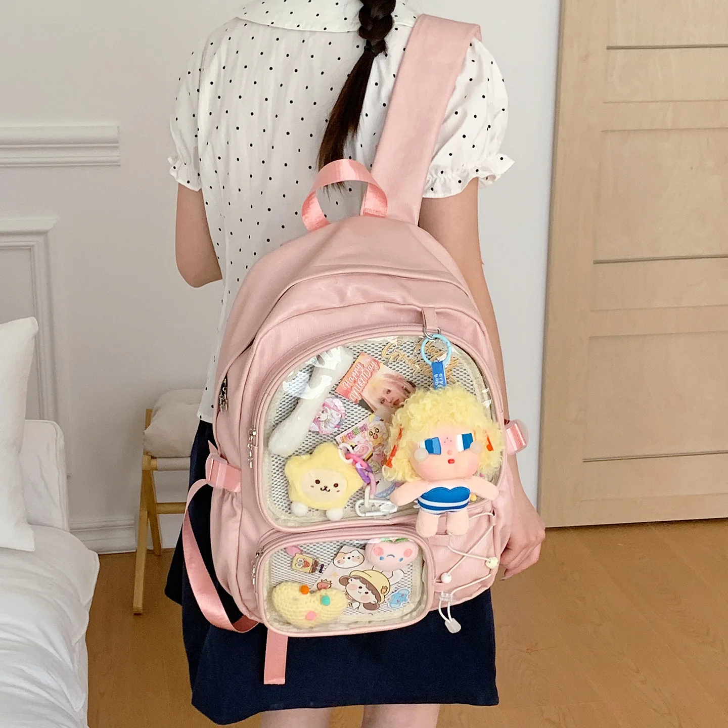 

New Y2K Transparent Backpack Korean Fashion Casual School Bag Women’s Backpack Sweet and Cute Kawaii Ita Bag