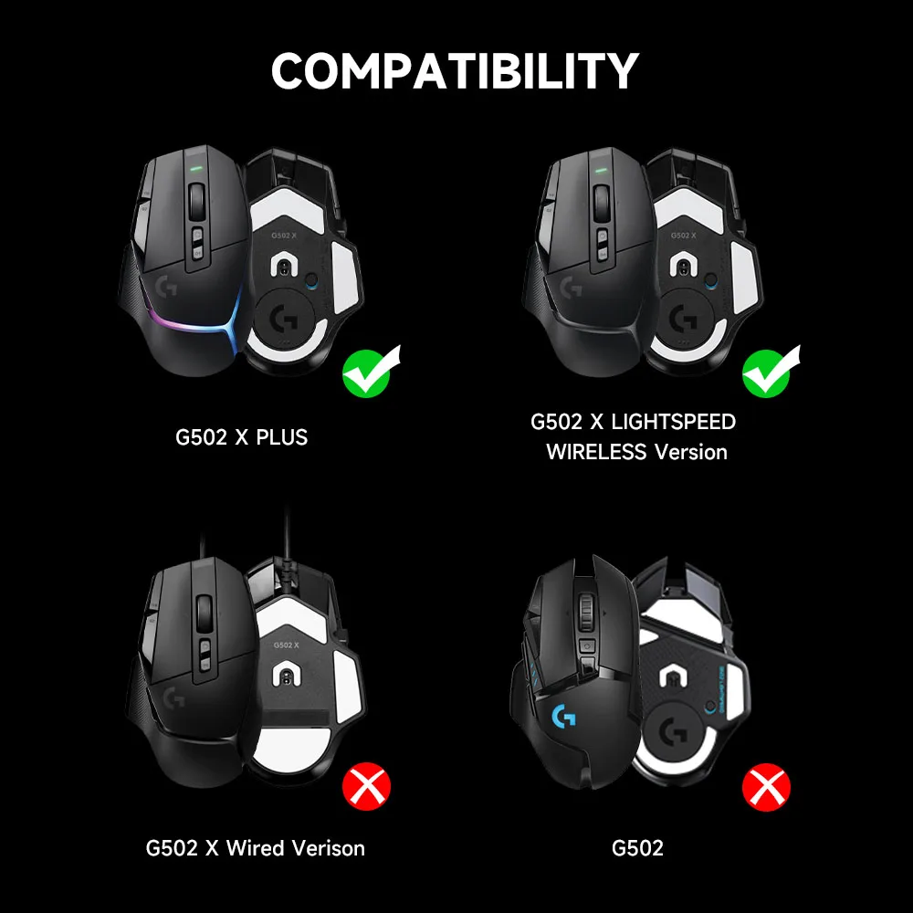 Curved Edges Ultra Strong Super Smooth Glass Mouse Feet Skates for Logitech G502 X Wireless Gaming Mouse Feet Replacement