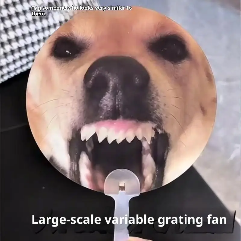 1/2/3/4PCS Funny Dog Face Lenticular Hand Fan 3D Dynamic Changing Effect Portable For Pranks Summer Outdoor Parties Funny Gifts