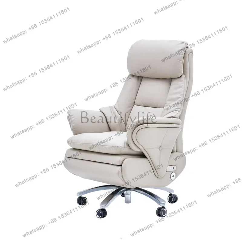 FG11Electric massage business office chair first layer cowhide reclining lunch chair class chair