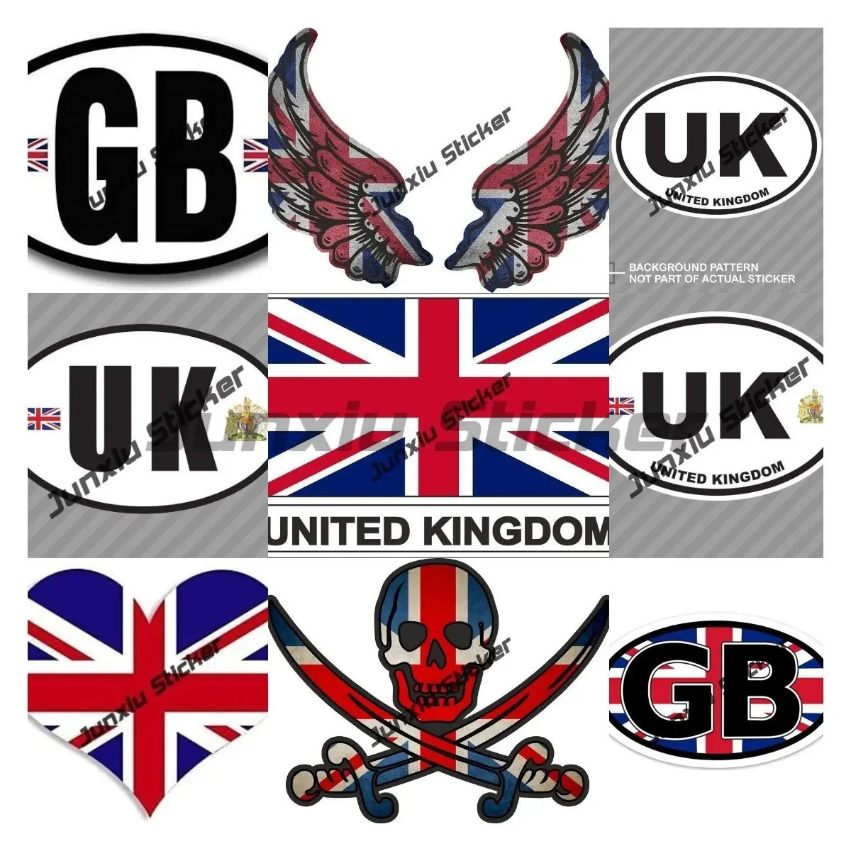 The United Kingdom of Great Britain and Northern Ireland Decals England UK GB Flag Winged Skeleton Stickers United Kingdom Decal