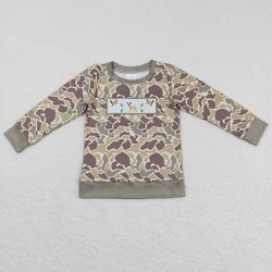 Wholesale Children Embroidery Long Sleeves Ducks Reindeer Tops T-shirts Toddler Pullover Baby Boy Shirt Kids Camo Clothes