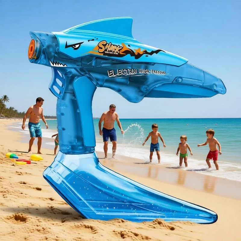 LED Light Shark Electric Water Blaster Automatic Shooting Toys for Kids Children Summer Outdoor Beach Pool Game Water Gun Toy