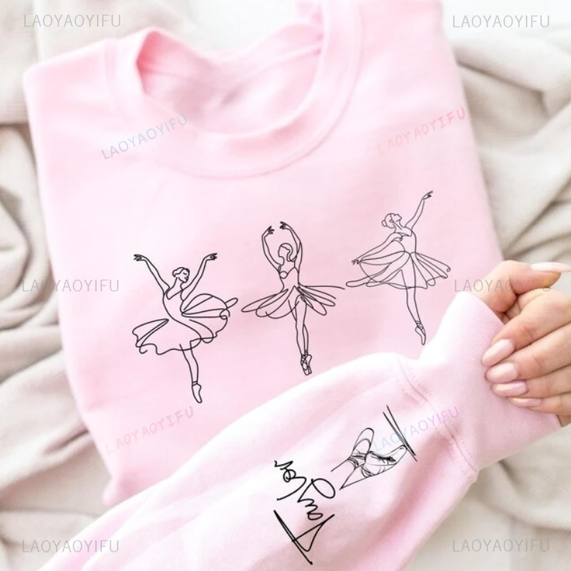 Custom Ballerina Sweatshirt Personalized Sleeve Hoodie Dancing Gift Fashion Soft Comfortable Hoodies Women Sweatshirts Tops