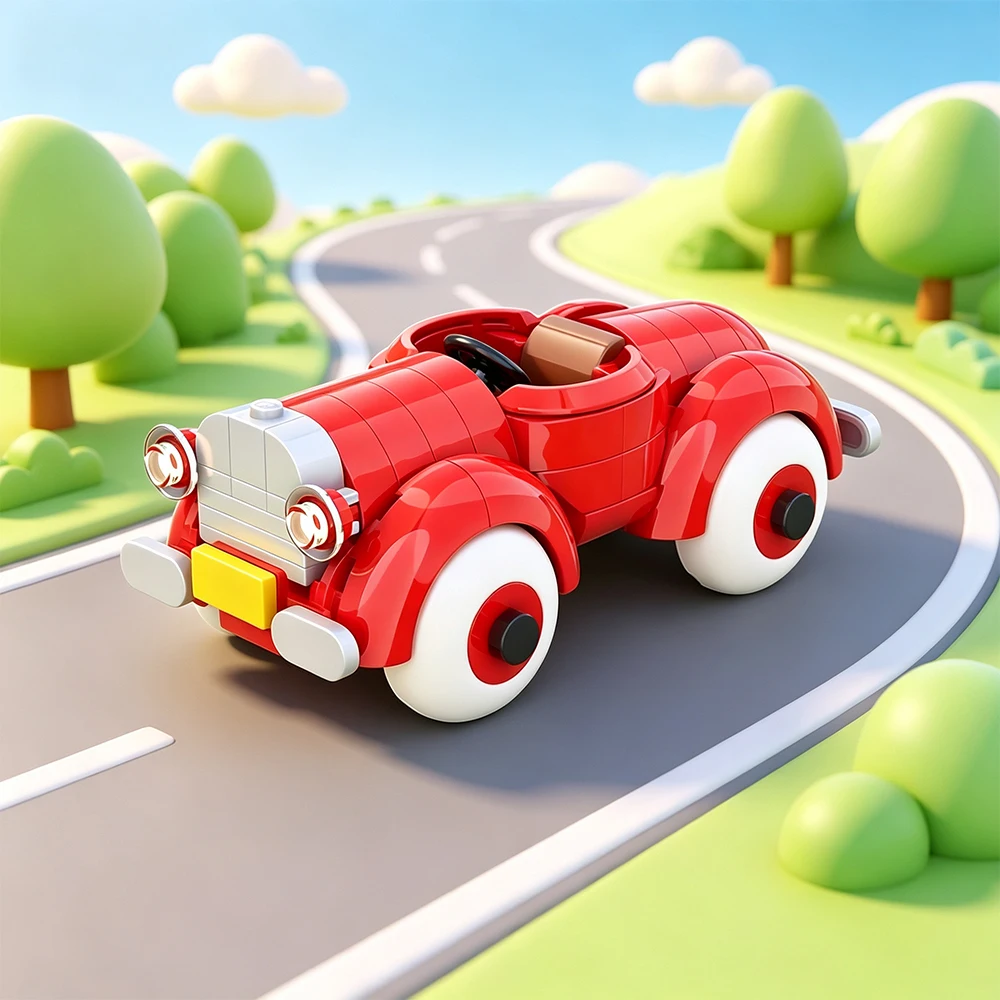 New MOC Speed ​​Series Classic Animated Convertible Sports Car Model Building Blocks DIY Car Assembly Toy Adult Birthday Gift